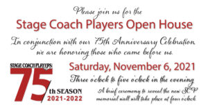 Read more about the article Stage Coach Players to Dedicate Memorial Wall at Open House on Nov. 6, 2021