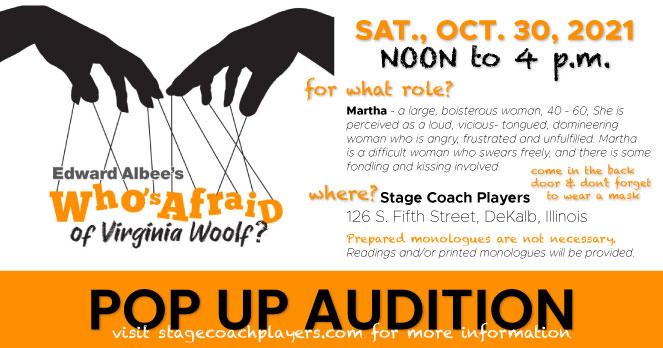 You are currently viewing Stage Coach Players to Hold Audition for “Who’s Afraid of Virginia Woolf?”