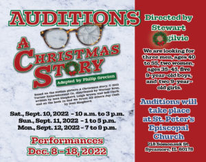 Read more about the article Stage Coach Players Announces Auditions for Its 2022 Holiday Play, “A Christmas Story”